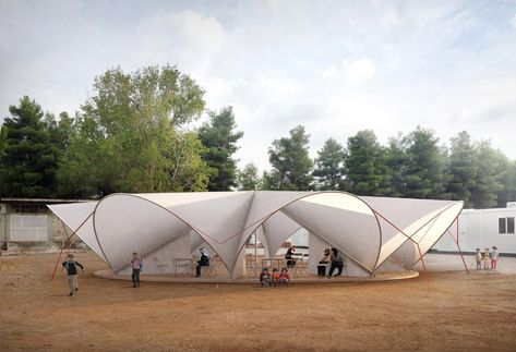 Gallery of Architectural Responses to Humanitarian Crises Beyond Designing Buildings - 3 Tent Design Architecture, Tent Architecture, Temporary Architecture, Membrane Structure, Refugee Camps, Improve Life, Tensile Structures, Shelter Design, Pavilion Architecture