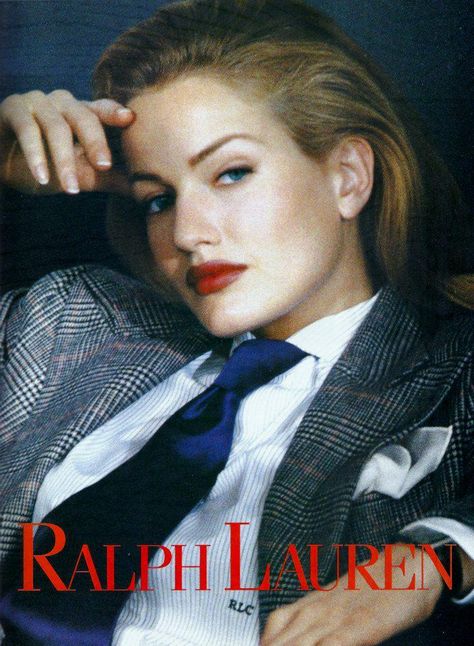 . Ralph Lauren Ads, Women In Tie, Karen Mulder, Fashion 1990s, 90s Supermodels, Campaign Fashion, 90s Models, Ralph Lauren Style, Free Picture