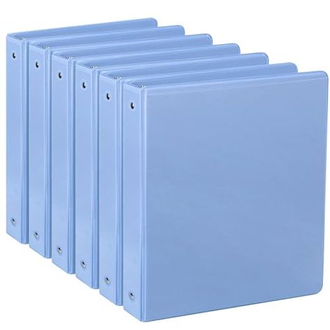 COMIX Standard 3 Ring Binder 1 inch with Clear View Cover, 1" View Binder Holds 200 Sheets of US Letter Size Paper, 6 Pack (Pale Blue) Pale Blue Office, Blue Binder, Binder Ideas, Organization Notes, Binder Dividers, School Organization Notes, 3 Ring Binder, 3 Ring Binders, School Organization