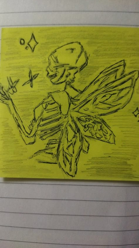 Sticky Note Drawing Ideas, Post It Note Doodles, Post It Note Drawings, Sticky Note Sketches, Sticky Note Drawings, Skull Fairy, Tiny Drawings, Post It Art, Note Doodles