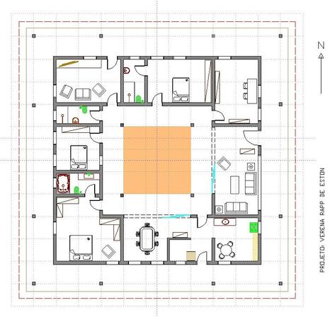 Hacienda Floor Plans, New Model House, House Structure Design, 20x40 House Plans, Modern Courtyard, Fairytale House, Indian House Plans, Sims 4 House Plans, Courtyard House Plans