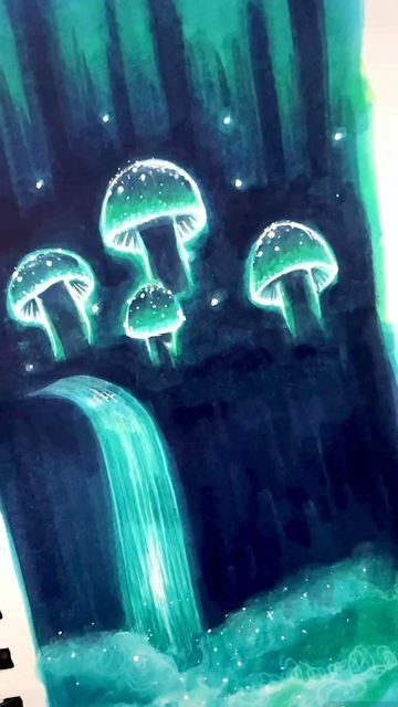 kastaleia on Instagram: "How to draw an enchanted forest mushroom! 🍄 ✨ #mushroom #drawingtutorial #arttutorial #artreels #artistsoninstagram" Toad Stool Mushroom Drawing, How To Draw Glowing Mushrooms, Fantasy Mushroom Forest Drawing, Enchanted Forest Sketch, Mushroom Forest Painting Easy, Glowing Mushroom Painting, Spooky Mushroom Art, Magical Mushroom Drawing, Enchanted Painting Ideas