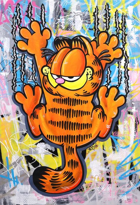 Naguy Claude - Garfield #artwork #originalart #artgallery #losangeles #painting #buyart #lagallery #visitus #decoration Cute Cat Cartoon, Cartoon Graffiti, Corporate Art, Cat Cartoon, Graffiti Cartoons, Art Canvas Painting, Wall Art Picture, Painting Poster, Kid Room