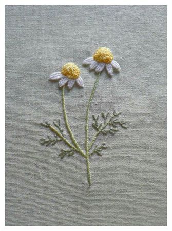 embroidery, flowers, chamomile Embroidery Patterns Vintage, Pola Sulam, Brazilian Embroidery, Embroidery Flowers Pattern, Simple Embroidery, Silk Ribbon Embroidery, 자수 디자인, Crewel Embroidery, Hand Embroidery Stitches