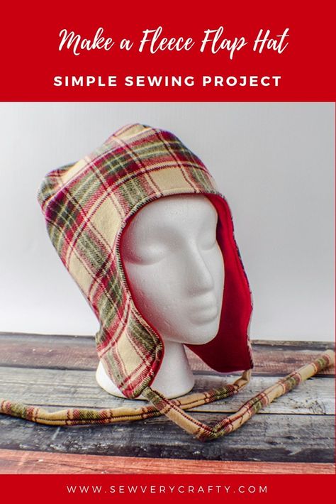 How to Make a Fleece Flap Hat - Sew Very Crafty Winter Hat Sewing Pattern, Fleece Ideas, Fleece Hat Pattern, Fleece Sewing Projects, Pola Topi, Fleece Projects, Sewing Hats, Sewing Tricks, Fleece Hats