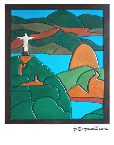 Quadro em madeira de 3 e 6mm de espessura, alto relevo - Estilo Intarsia (Marchetaria) - Medida 45cm x 55cm. Intarsia Wood Patterns, Different Forms Of Art, Intarsia Patterns, Intarsia Woodworking, Tree Carving, Wood Patterns, Scroll Saw, Art Auction, Stained Glass Windows