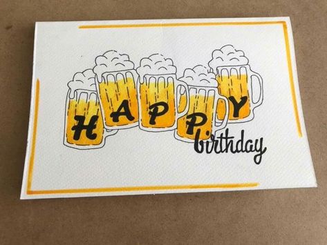 Cards For Men, Creative Birthday Cards, Birthday Card Drawing, Bday Cards, Birthday Cards For Friends, Card Drawing, Birthday Cards For Men, Birthday Cards Diy, Male Cards