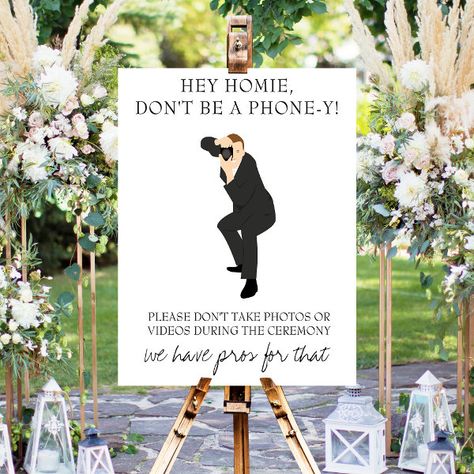 Funny Unplugged Ceremony Wedding Sign No Phone Wedding, Ceremony Wedding Sign, Funny Wedding Signs, Golf Wedding, Unplugged Wedding Sign, Unplugged Ceremony, Wedding Memorial Sign, Black Calligraphy, Ceremony Sign