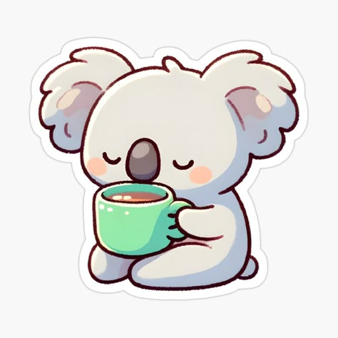 Get my art printed on awesome products. Support me at Redbubble #RBandME: https://www.redbubble.com/i/sticker/Koala-s-Serene-Tea-Time-Moment-by-UmbrellaStudio1/155352923.EJUG5?asc=u Disney Drawings Sketches, The Ritual, Eyes Closed, The Peace, Disney Drawings, Cup Of Tea, Pet Bandana, Print Stickers, Koala