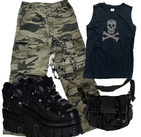 Camo Pants Aesthetic, Pants Reference, Grunge Fits, Alt Outfits, New Rock, Punk Outfits, Camo Pants, Swaggy Outfits, Character Outfits