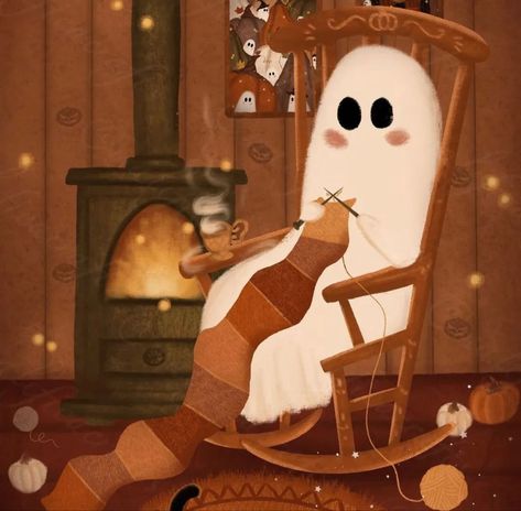 Pumpkin Autumn Aesthetic, Halloween Cute Illustration, Autumn Illustration Art, Fall Illustration Art, Halloween Illustration Art, Cottagecore Ghost, Harvest Aesthetic, Cosy Halloween, Harvest Illustration