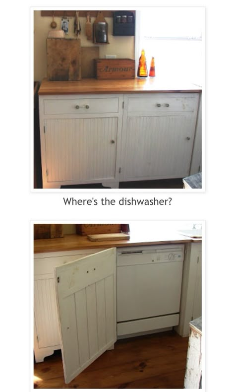 Dishwasher Next To Oven, Hide Dishwasher, Dishwasher Makeover, Hidden Dishwasher, Cover Dishwasher, Dishwasher Cabinet, Living Room Lighting Design, Cottage Core Home, One Wall Kitchen