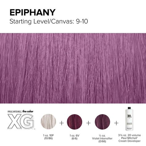 Color XG formula created by Paul Mitchell Paul Mitchell Color Chart, Color Formulations, Hair Formulas, Hair Color Swatches, Paul Mitchell Hair Products, Paul Mitchell Color, Mayvenn Hair, Light Purple Hair, Color Formulas