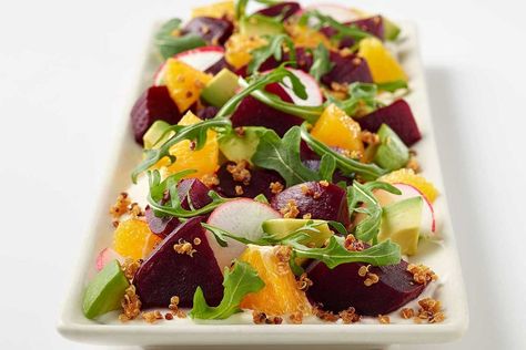 Beet & Avocado Salad Beet And Avocado Salad, Beet Orange Salad, Cheesecake Factory Menu, Cheesecake Factory Recipe, Copycat Cheesecake Factory, Cheesecake Factory Copycat, Fiber Recipes, Crispy Quinoa, Cheesecake Factory Recipes