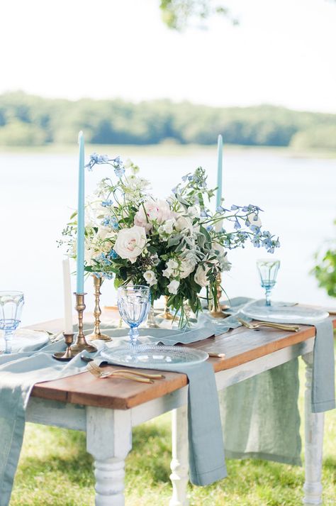 Blue hydrangea centerpieces