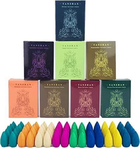 80 Pcs Backflow Incense Cones 8 Mixed Natural Scents Sandalwood Rose Green Tea Lavender Osmanthus Jasmine Ocean Apple (Incense Cones) Jasmine Incense, Lavender Incense, Tea Lavender, Sandalwood Incense, Backflow Incense, Nag Champa, Burning Incense, Rose Green, Lavender Roses