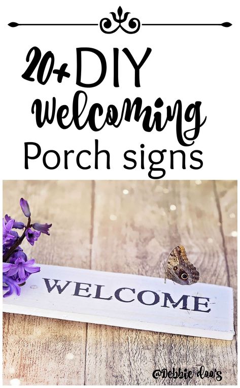 20  DIY welcoming porch signs Creative Welcome Signs, Country Decor Ideas, Diy French Country Decor, Front Porch Makeover, Porch Makeover, Front Porch Signs, Porch Welcome Sign, Diy Porch, Diy Chalkboard