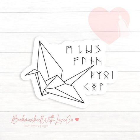 paper crane runes dramione fanfic art Manacled Tattoo Ideas, Dramione Stickers, Dramione Manacled, Dramione Fanfic, Phone Cover Stickers, Bookish Stickers, Small Stickers, Book Stickers, Paper Cranes