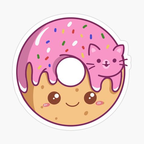 Get my art printed on awesome products. Support me at Redbubble #RBandME: https://www.redbubble.com/i/sticker/Cute-Pink-Donut-Kawaii-donut-art-by-Momoliart/144792556.EJUG5?asc=u Cute Characters Kawaii, Anime Donut, Pink Glazed Donut, Donut Illustration, Donut Images, Kawaii Donut, Donut Drawing, Donut Cartoon, Donut Sticker