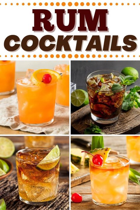 Simple Rum Cocktails, Tropical Mixed Drinks, Planter's Punch, Summer Rum Cocktails, Pina Colada Rum, Rum Swizzle, Bartender Drinks Recipes, Bar Tender, Alcohol Beverages