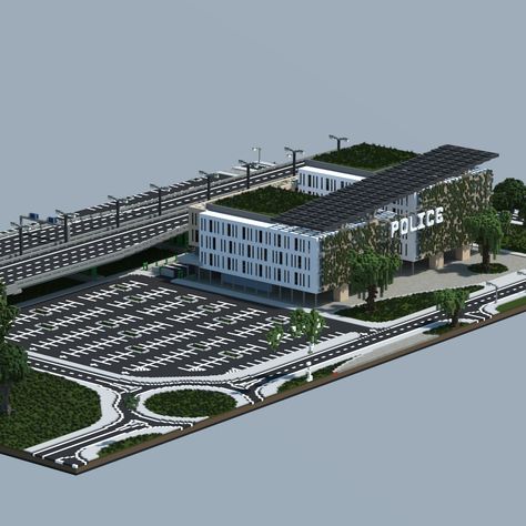 Minecraft City Plan, Modern Police Station, Minecraft Police Station, Totalitarian Architecture, Minecraft Airport, Minecraft Suburban House, City Minecraft, Minecraft Modern City, Minecraft City Buildings