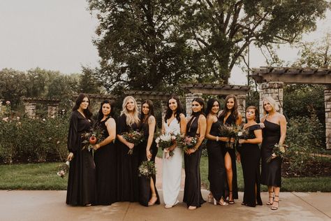 Different Material Black Bridesmaid Dresses, Black Metallic Bridesmaid Dresses, Mismatched Black Bridesmaids, Mix And Matched Bridesmaid Dresses, Black Bridesmaid Dresses Different Fabric, Black Silky Bridesmaids Dresses, Different Bridesmaid Dresses Black, Black Textured Bridesmaid Dresses, Velvet Black Bridesmaid Dresses