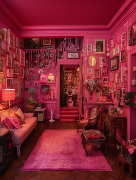 #barbieaesthetic <#1130249314258661497> <#1130249314258661497>room #clutter #barbie #barbiegram #pinkinterior #pinkcore #barbiemansion #maximalistinteriors #pinkhomedecor #pinkinterior Hot Pink Walls, Room Clutter, Dream House Aesthetic, Gold Bedroom Decor, 80s Interior, Interior Design Guide, Dream Apartment Decor, Gold Bedroom, Bedroom Red