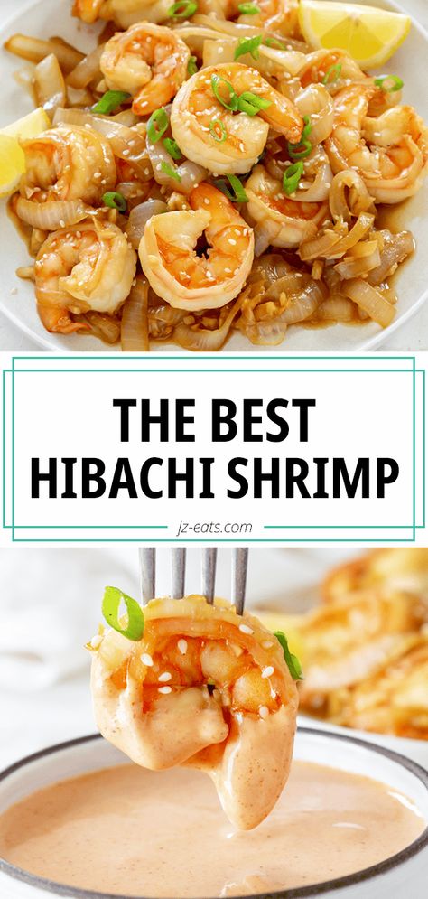 Teppanyaki Shrimp Recipe, Shrimp With Yum Yum Sauce, Hibachi Shrimp Marinade, Yum Yum Shrimp Recipe, Hibachi Style Shrimp, Habatchi Shrimp Recipe, Japanese Food Dinner Easy Recipes, Hibachi Scallops Recipe, Hibachi Shrimp Fried Rice