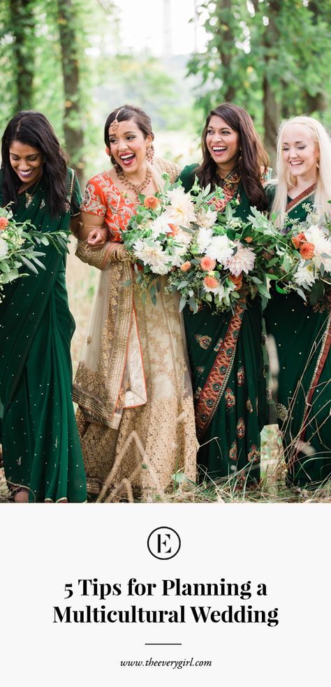 5 Tips for Planning the Multicultural Wedding of Your Dreams | The Everygirl Intercultural Wedding, Indian American Weddings, Indian Wedding Pictures, Interfaith Wedding, Cultural Wedding, Modern Indian Wedding, Muslim Wedding Dresses, Gothic Wedding Dress, Multicultural Wedding