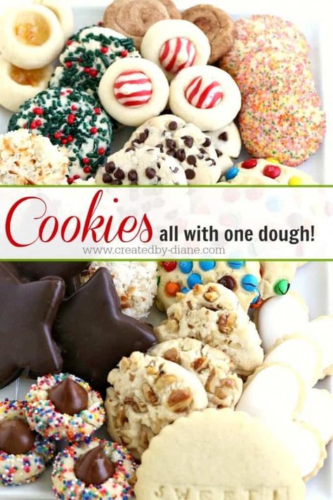 Cookies all with ONE dough COVER-PHOTO Glazed Icing Recipe, Cut Out Cookie Recipe, Sugar Cookie Recipe Easy, Dipped Cookies, Easy Sugar Cookies, Cookie Icing, Iced Cookies, Cut Out Cookies, Sugar Cookies Recipe