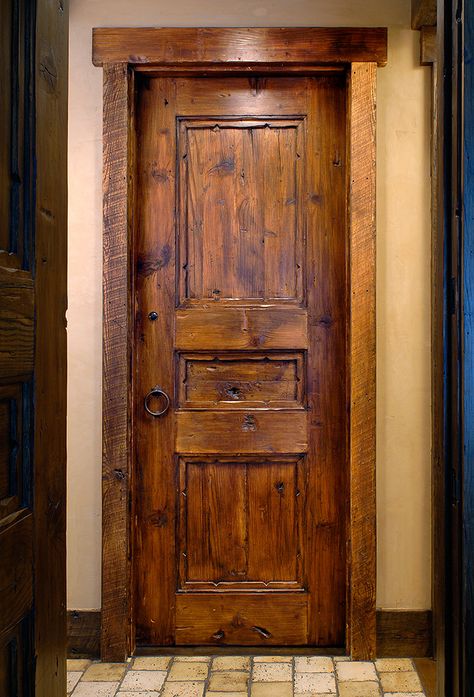 Bedroom Door with Header - La Puerta Originals Backyard Fence Decor, Custom French Doors, Rustic Doors Interior, Door Header, Cellar Doors, Custom Interior Doors, Hallway Makeover, Front Porch Design, Home Design Diy