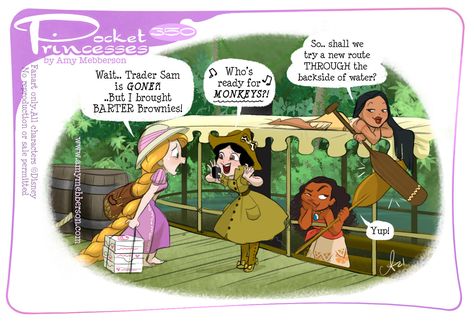 Amy Mebberson, Pocket Princess Comics, Disney Princess Comics, Pocket Princess, Disney Princess Cartoons, Pocket Princesses, Jungle Cruise, Disney Princesses And Princes, Down The River