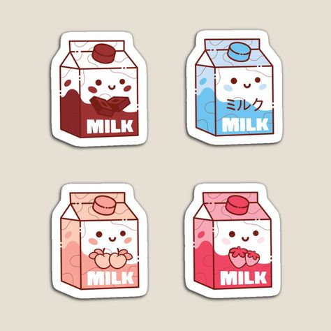 Cute Milk Carton Set Kawaii japanese chocolate milk, strawberry milk, cow milk and peach milk. Perfect for everyone who loves japanese milk. Kawaii Milk Carton Drawing, Anime Milk Carton, Chocolate Milk Carton Drawing, Milk Carton Cartoon, Cute Milk Drawing, Japanese Food Stickers Printable, Milk Drawing Cute, Milk Cartoon Cute, Cute Milk Carton Drawing