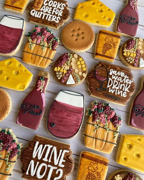 Baking Themed Cookies, Napa Birthday, Wine Cakes, Cookie Themes, Wine Cookies, Wine Cake, Cookies Theme, Food Cookies, Themed Cookies