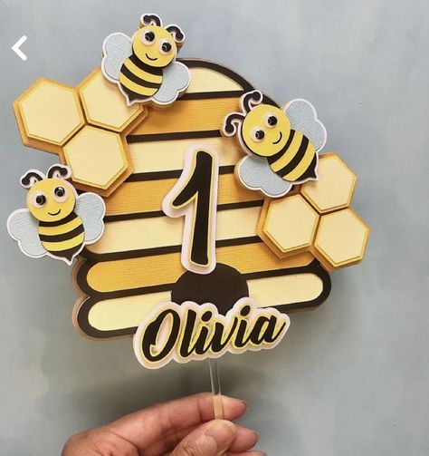 One Topper Cake, Honey Bee First Birthday, Honey Bee Cake, Bee Day Party, Bee Cake Topper, Bee First Birthday, Bee Birthday Theme, Happy Bee Day, Bee Cake