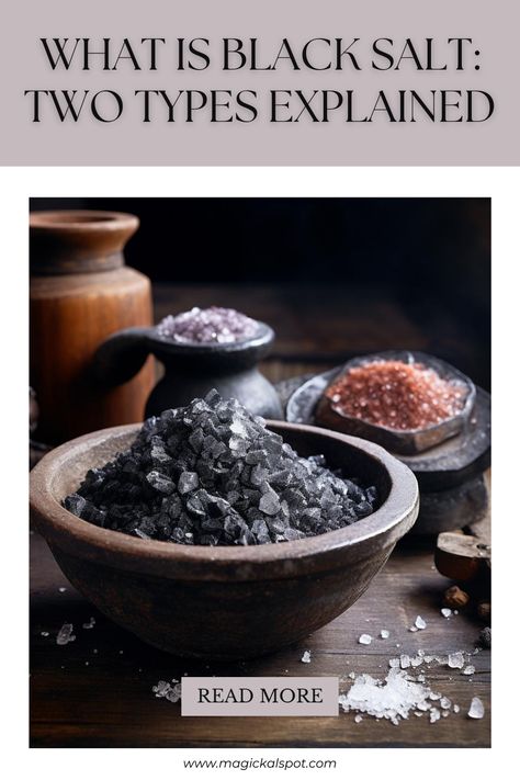 Unlock the mystery of 🖤 Black Salt with 'Two Types Explained.' Learn the difference between protective witch's salt and culinary black lava salt. 🧂✨ Discover how to use them in rituals for cleansing, protection, and warding off negative energies. Ideal for those looking to deepen their craft or add a unique element to their kitchen. Sprinkle a little magic into your life with the power of Black Salt. 🔮🌑 Black Lava Salt Recipes, How To Use Black Salt For Protection, What Is Black Salt, Witches Black Salt Recipe, Black Salt Witchcraft Recipe, Diy Black Salt Witchcraft, Black Salt Recipe, Black Salt Magical Properties, Black Salt Witchcraft