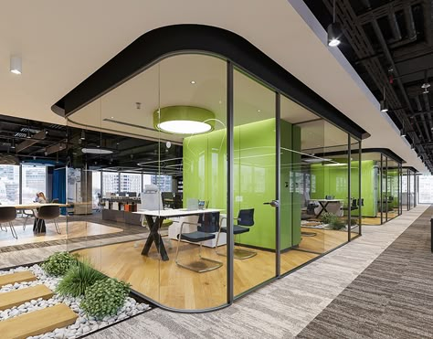 Futuristic Office Interior, Futuristic Office Design, Office Interior Design Creative, Open Office Layout, Futuristic Office, Open Office Design, Steelcase Office, Futuristic Interior Design, Corporate Interior Design