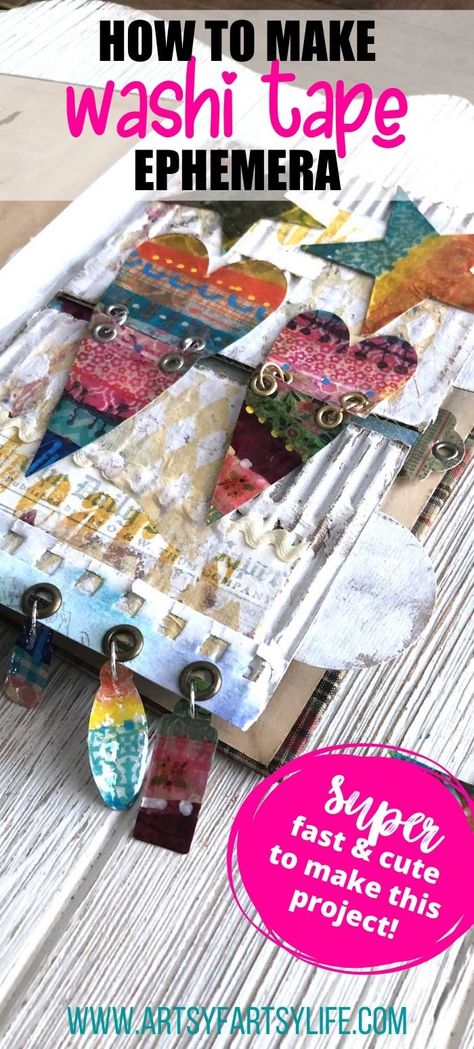 Washi Tape Junk Journal Ideas, Washi Tape Jewelry, Ephemera For Junk Journals, How To Use Washi Tape Ideas, Washi Tape Ideas Scrapbooking, Washi Tape Ideas Journal, Junk Scrapbook, Washi Tape Art, Diy Washi Tape Crafts