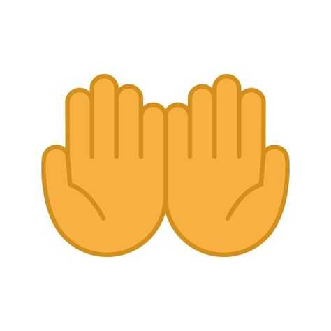 Cupped hands color icon. Palms up together emoji. Begging gesturing. Islam praying hands. Isolated vector illustration Islam Praying, Rubbing Hands Together, Praying Emoji, Yellow Emoji, Hands Icon, Cupped Hands, Hands Together, Praying Hands, Hand Coloring