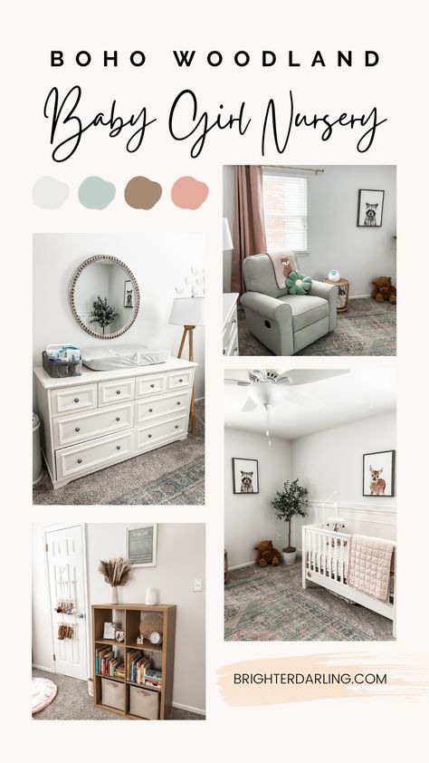 Pregnancy Files: Boho Woodland Baby Girl Nursery Woodland Themed Nursery Girl, Woodland Nursery Diy, Girls Woodland Nursery, Boho Woodland Nursery, Woodland Baby Girl Nursery, Wilderness Nursery, Woodland Baby Girl, Woodland Nursery Girl