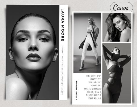 Buy Model Comp Card Template, Modeling Zed Card, Fashion Resume Photo Card, Modeling Compcard, Composite Z Card Editable in Canva, 5.5x8.5inch Online in India - Etsy Model Portfolio Examples, Model Digitals, Resume Photo, Model Comp Card, Fashion Resume, Portfolio Model, Comp Card, Modelling Portfolio, Model Headshots