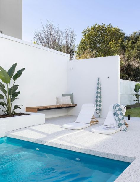 White Concrete Around Pool, White Pool, Pool Ideas, Pool Area, Backyard Pool, Pool, White, Color