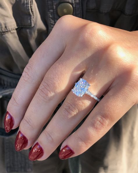 3 carat Elongated Cushion Cut Diamond Ring – Ascot Diamonds 3 Carat Elongated Cushion, Elongated Cushion Cut Engagement Ring, Ascot Diamonds, Types Of Wedding Rings, Cushion Cut Wedding Rings, Pave Band Engagement Ring, Elongated Cushion Cut, Cushion Cut Diamond Ring, Cute Engagement Rings