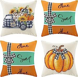 Thanksgiving Pillows, Fall Throw Pillows, Fall Pillow Cover, Couch Set, Sofa Bench, Fall Pillows, Thanksgiving Decor, Decorative Pillow Cases, Checkered Pattern