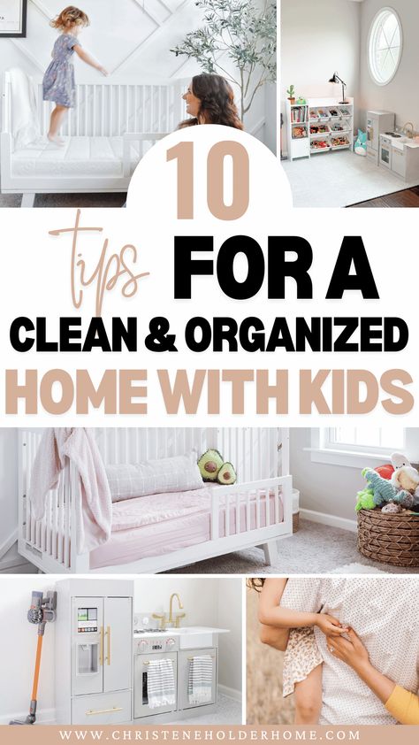 Struggling to keep your home clean and organized with kids around? Check out these 10 practical tips to maintain a tidy and clutter-free home, even with little ones! Pin now for a stress-free home! Home Organization With Kids, Kids Small Room Organization, Kids Dresser Organization, Kids Organization Ideas, Nursery Organization Ideas, Organizing Small Home, Clean And Organized Home, Small House Organization, Minimalist Kids Room