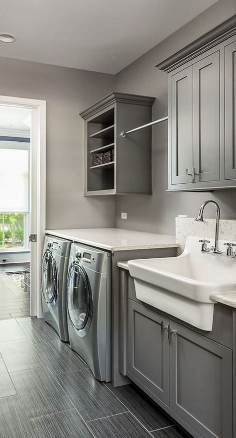 Washer, Dryer Side by Side and Utility Sink Laundry Room Redesign, Washer Dryer Laundry Room, Landry Room, Laundy Room, Pantry Laundry Room, Dream Laundry Room, Basement Laundry, Laundry Room Closet, Laundry Room Sink