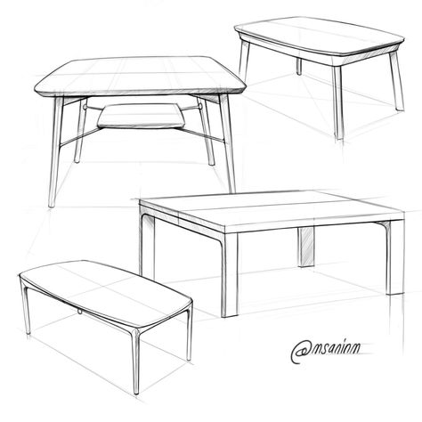 Table Sketch Design, Table Drawing Sketch, Table Perspective, Table Sketch, Table Drawing, Drawing Furniture, Furniture Sketch, Furniture Design Sketches, Classic Furniture Design