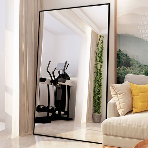 Everly Quinn Modern Oversized Full Length Mirror | Wayfair Mirrors Ideas, Home Gym Mirrors, Gym Mirror, Room Mirrors, Oversized Wall Mirrors, Gym Mirrors, Gym Room At Home, Room Mirror, Mirror Metal