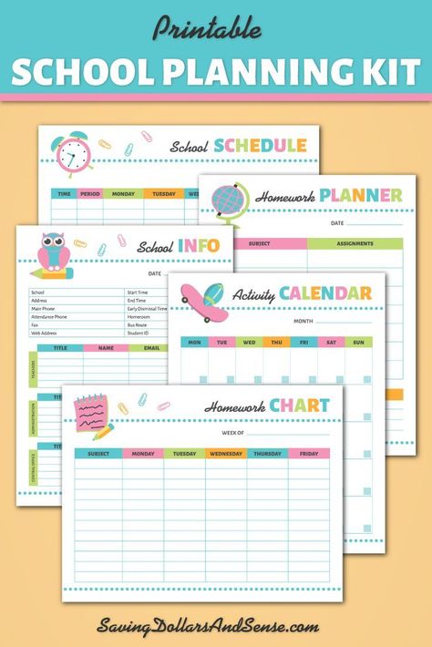 Set your kids up for success this school season with this Printable School Planning Kit! Free Student Planner, Homework Chart, School Planning, Homework Planner, Printable School, Student Planner Printable, Back To School Organization, School Info, Kids Planner