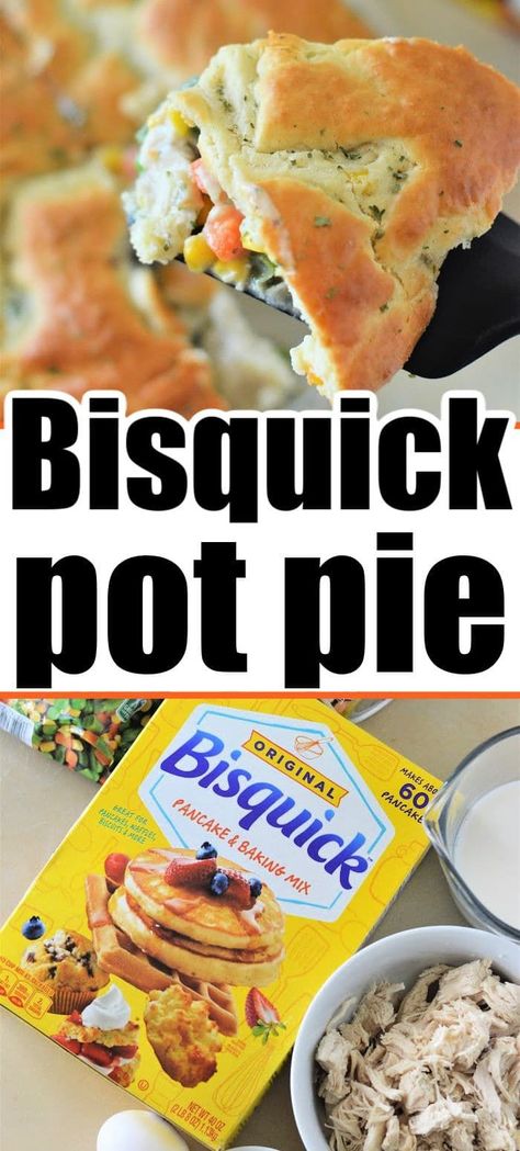 Bisquick Pot Pie with chicken, turkey or beef and vegetables is great. Best leftover chicken recipe with one crust and easiest ever. #bisquick #potpie Bisquick Pot Pie, Bisquick Pot Pie Recipe, Recipe With Bisquick, Chicken Pot Pie Crust, Bisquick Chicken Pot Pie, Beef Pot Pie Recipe, Pot Pie Recipe Easy, Bisquick Chicken, Turkey Pot Pie Recipe